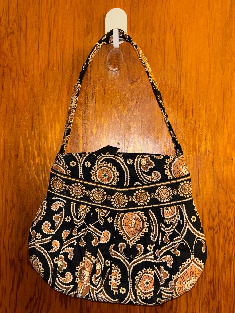 Vera Bradley RETIRED Hannah Caffé Latte Black & Tan Quilted Paisley Shoulder Bag